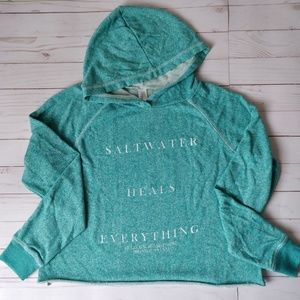 Aqua Cropped Beach Hoodie